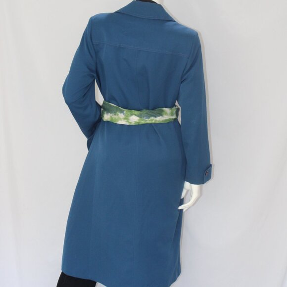 Vintage Forecaster of Boston Blue Trench Coat 1970's Minimalist Long Jacket M/L - Picture 8 of 11